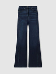 Petite Stretch-Cotton Wide-Leg Jeans Dark Blue | Womens