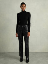 Leather Slim-Leg Trousers Black | Womens