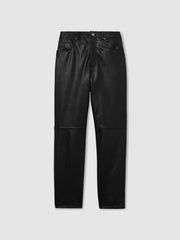 Leather Slim-Leg Trousers Black | Womens