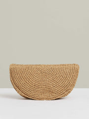 Raffia Half-Moon Clutch Bag Natural | Womens