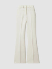 Twill Patch-Pocket Flared Trousers Cream | Womens