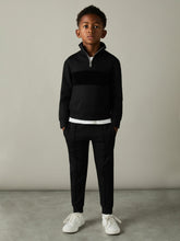 9-13 yrs Slim Fit Half-Zip Funnel Neck Velour Sweatshirt Black | Children
