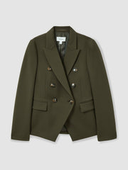 Twill Double-Breasted Blazer Green | Womens