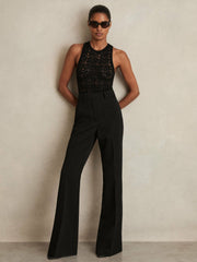 Twill Patch-Pocket Flared Trousers Black | Womens