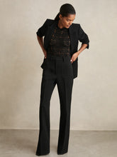 Petite Twill Patch-Pocket Flared Trousers Black | Womens