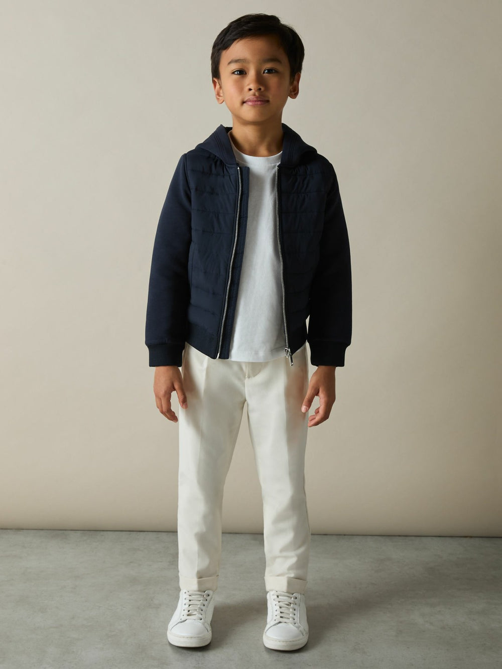 3-9 yrs Interlock Hybrid Hooded Puffer Jacket Navy | Children