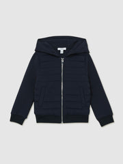 3-9 yrs Interlock Hybrid Hooded Puffer Jacket Navy | Children