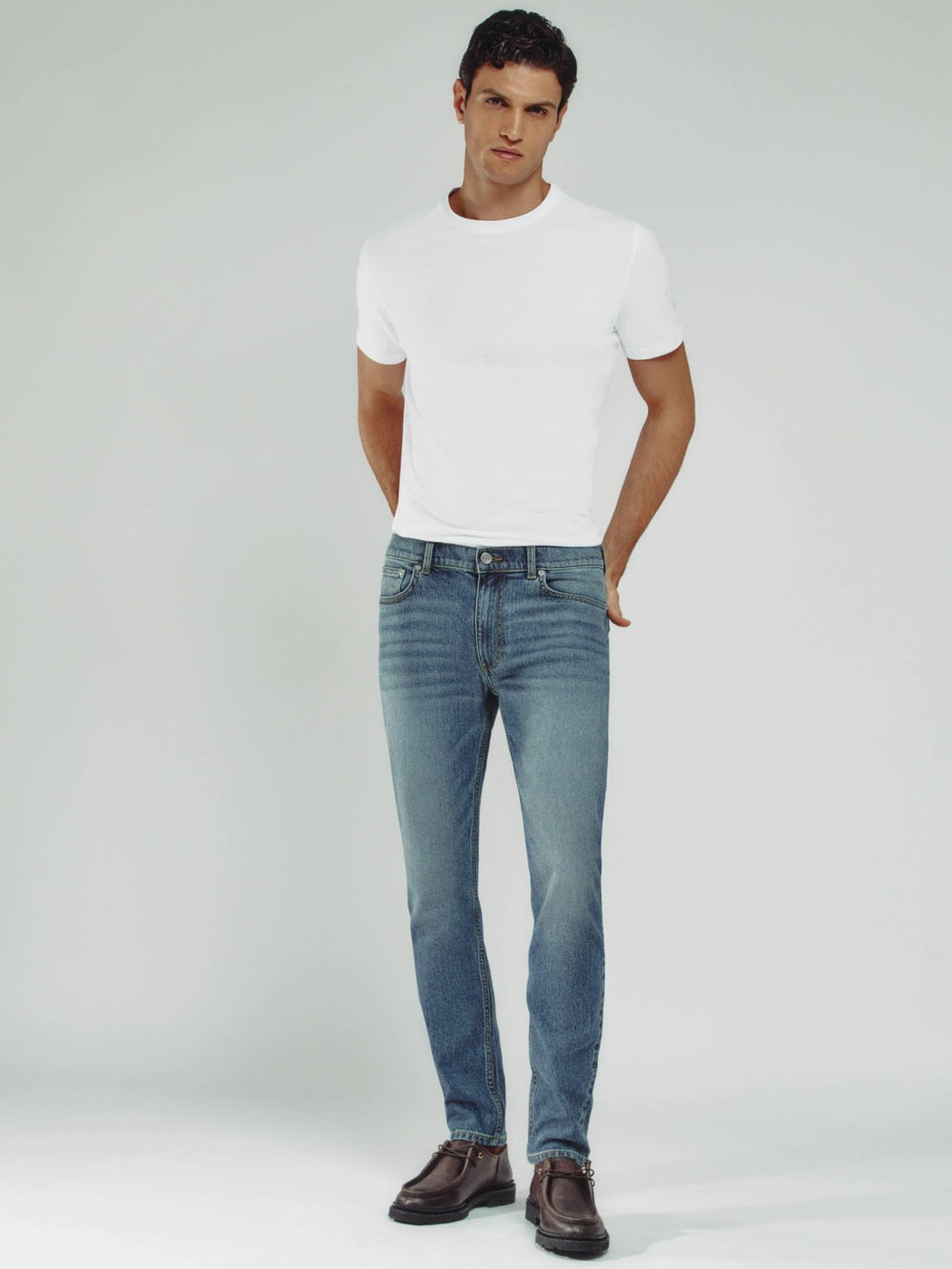 Cotton-Stretch Slim-Fit Jeans Washed Indigo Green Cast | Mens