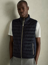Brushed Jersey Quilted Gilet Navy | Mens