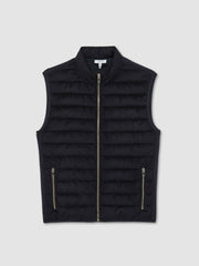 Brushed Jersey Quilted Gilet Navy | Mens