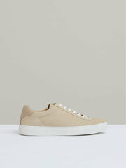 Nubuck Leather Low-Top Trainers Ecru | Mens