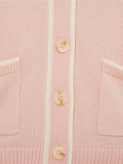 9-13 yrs Wool-Blend Tipped Cardigan Pink | Children