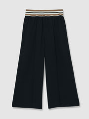 9-13 yrs Stripe-Waistband Wide-Leg Trousers Navy | Children