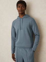 Interlock Jersey Drawstring Hoodie Airforce Blue | Mens