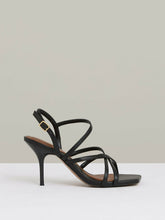 Leather Strappy Stiletto Sandals Black | Womens