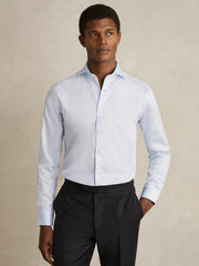 Regular Fit Cotton-Twill Two-Fold Shirt Slim-Fit Soft Blue | Mens