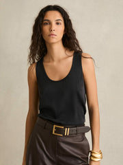 Silk-Front Cami Top Black | Womens