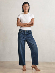 Petite Mid-Rise Straight-Leg Jeans Mid Blue | Womens