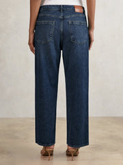 Petite Mid-Rise Straight-Leg Jeans Mid Blue | Womens