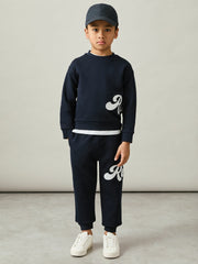 9-13 yrs Cotton-Blend Logo Script Joggers Navy | Children