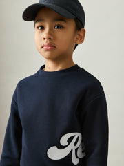 9-13 yrs Cotton-Blend Logo Script Sweatshirt Navy | Children