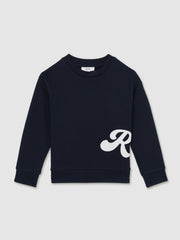 9-13 yrs Cotton-Blend Logo Script Sweatshirt Navy | Children