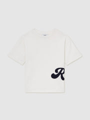 9-12 yrs Cotton Script-Logo Oversized T-Shirt White | Children