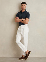 Cotton Short-Sleeve Polo Shirt Navy | Mens