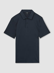 Cotton Short-Sleeve Polo Shirt Navy | Mens