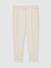 Cotton-Blend Tapered Trousers Stone | Mens