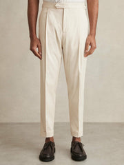 Cotton-Blend Tapered Trousers Stone | Mens