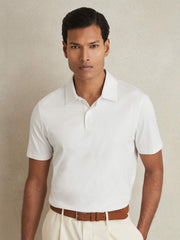 Cotton Short-Sleeve Polo Shirt White | Mens