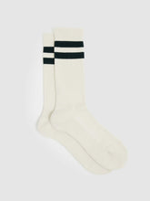 Cotton-Blend Double-Stripe Socks Forest Green/Ecru | Mens