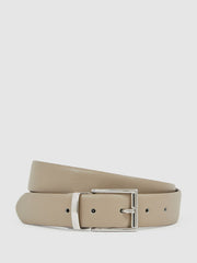 Leather Reversible Belt Stone/Dark Brown | Mens
