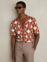 Geometric Embroidery Knit Shirt Paprika Red | Mens