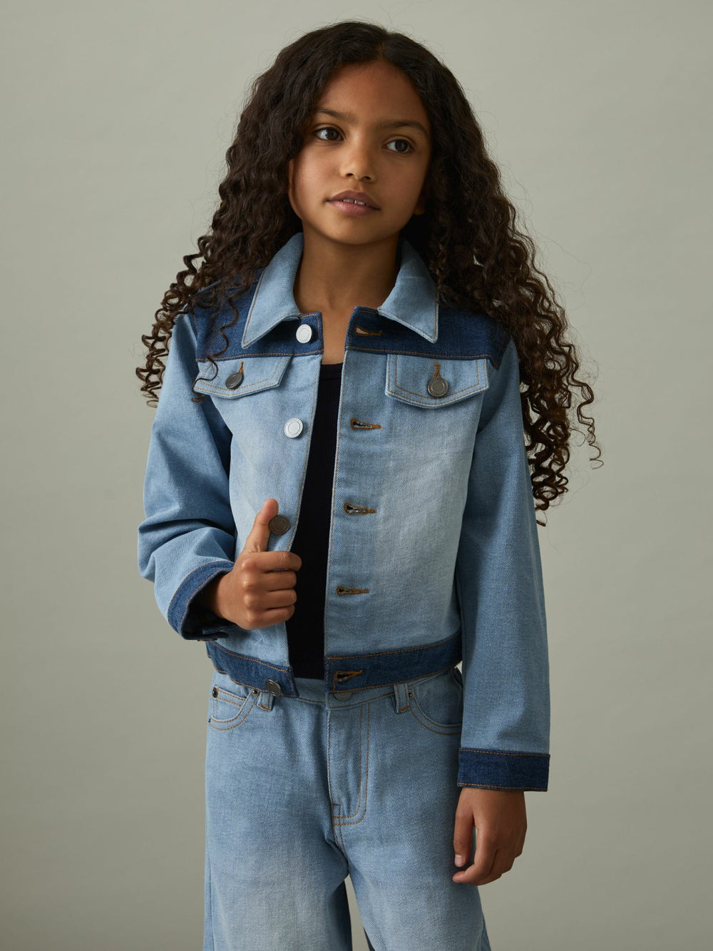 9-13 yrs Patchwork Two-Tone Denim Jacket Blue | Children