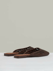 Woven Slip-On Mules Chocolate | Womens