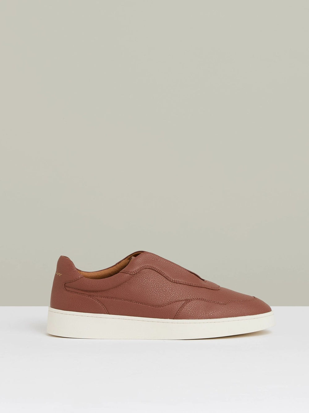 Leather Elasticated-Lace Trainers Terracotta Brown | Mens