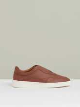 Leather Elasticated-Lace Trainers Terracotta Brown | Mens