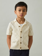 3-9 yrs Cotton Blend Diamond Knit Shirt Off White | Children