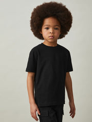 9-13 yrs Cotton Crew-Neck T-Shirt Black | Children