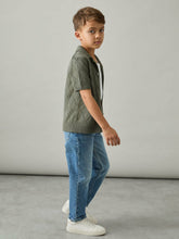 9-13 yrs Cotton Blend Diamond Knit Shirt Dark Sage | Children