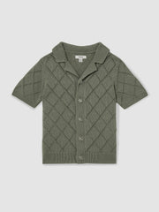 3-9 yrs Cotton Blend Diamond Knit Shirt Dark Sage | Children
