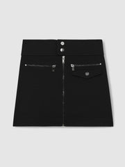 4-9 yrs Piqué Zip-Detail Mini Skirt Black | Children