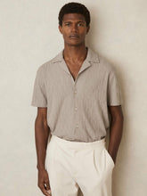 Cotton Textured Cuban-Collar Shirt Mink Brown | Mens