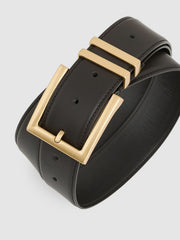 Leather Square Buckle Belt Chocolate | Womens