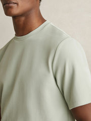 Textured Crew-Neck T-Shirt Sage Green | Mens