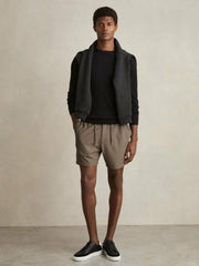 Textured Drawstring Shorts Mocha Brown | Mens