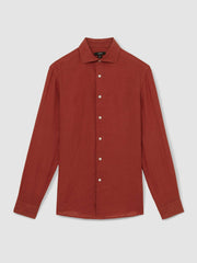 Linen Button-Through Shirt Paprika Red | Mens