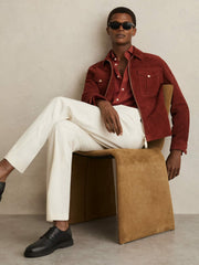 Linen Button-Through Shirt Paprika Red | Mens